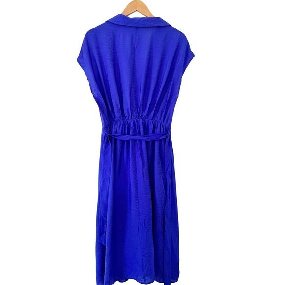 Reitmans Vibrant Blue Cross Over V-neckline Cap Sleeve Midi Dress - Picture 2 of 9